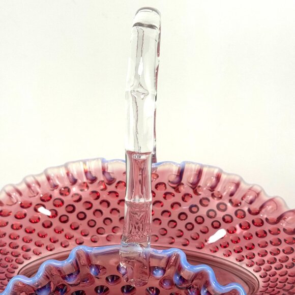 Fenton Plum Opalescent Hobnail Large 12.5" Oval Basket - Picture 4 of 16